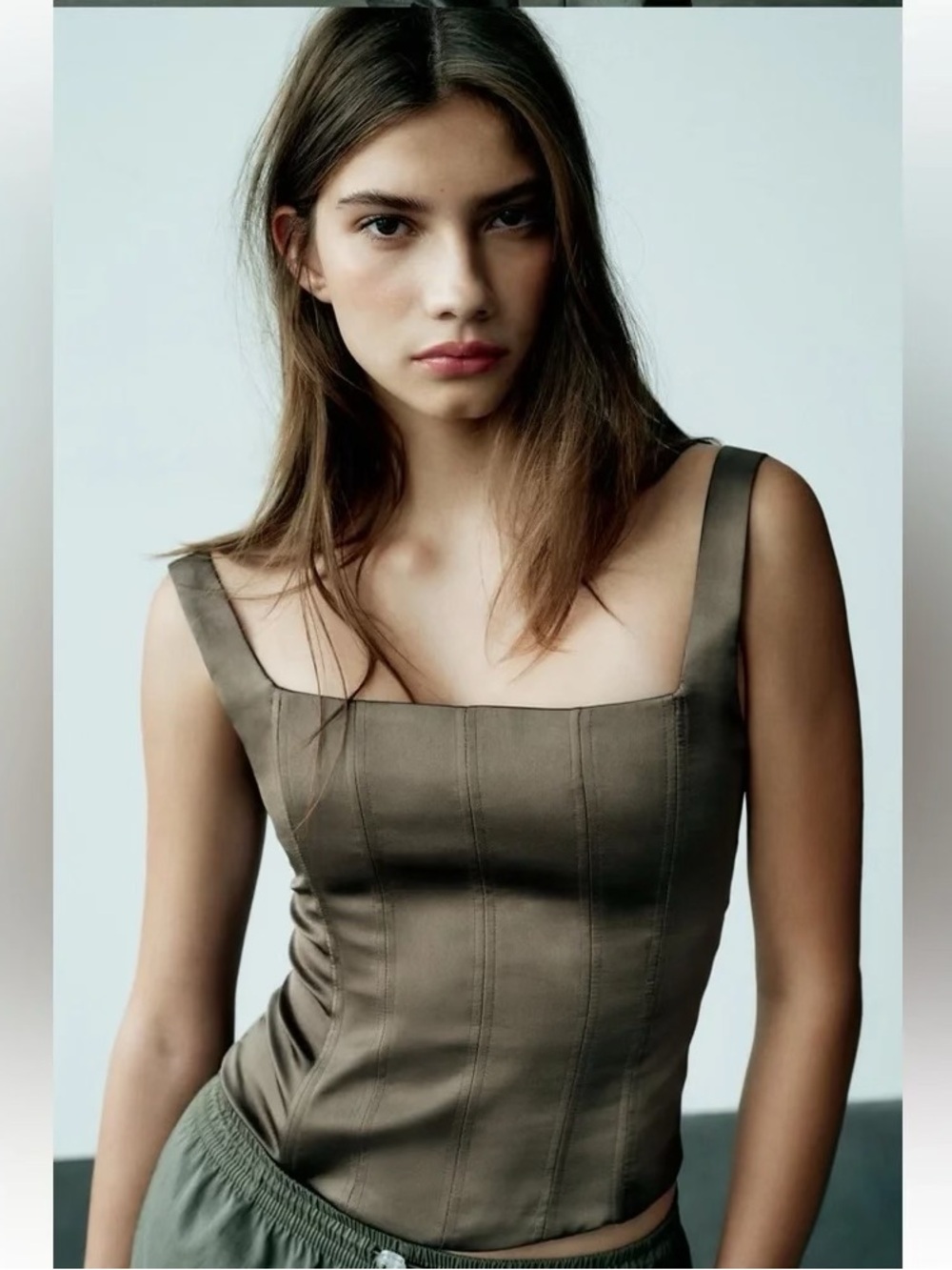 Zara Satin Square Neck Corset Top - Picture 2 of 4